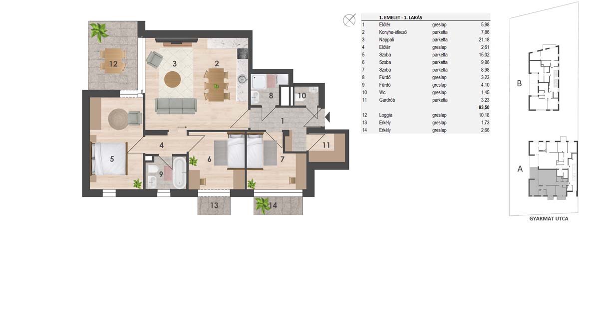 1. Emelet1. lakás165.880.000 Ft