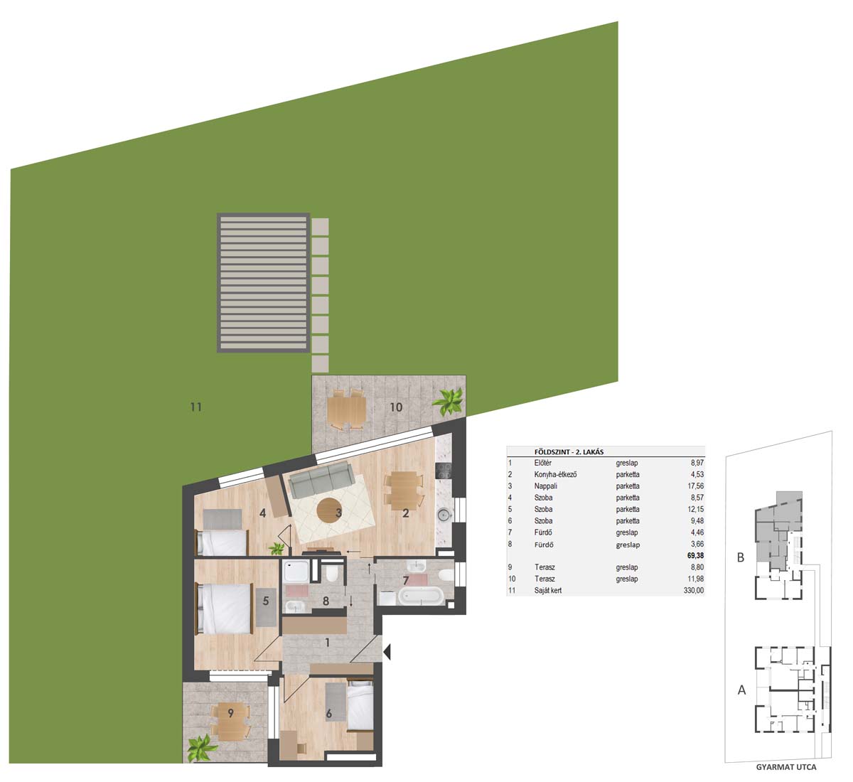 Földszint2. lakás145.880.000 Ft   + 15.000.000 Ft (kert)